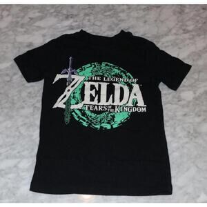 Nintendo The Legend of Zelda Tears of the Kingdom T-shirt Black/Teal XS Kids
